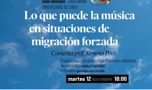 Académico francés dictará charla en la U. de Chile: “Lo que puede la música en situación de migración forzada”.