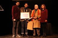 Marco Espinoza, coordinador de magíster, Ernesto Meléndez, director de Inés, Sergio Zapata, diseñador teatral, y Marjorie Ávalos, secretaria de magíster.