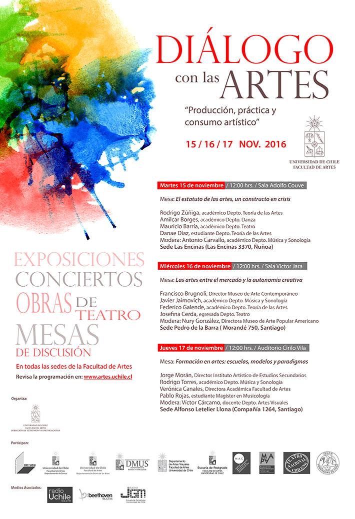 El programa de "Diálogo con las Artes" incluye mesas de conversación, concierto, muestras de artes visuales y presentaciones de artes escénicas.