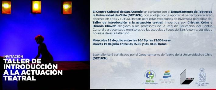 DETUCH realizará talleres en Centro Cultural de San Antonio en julio