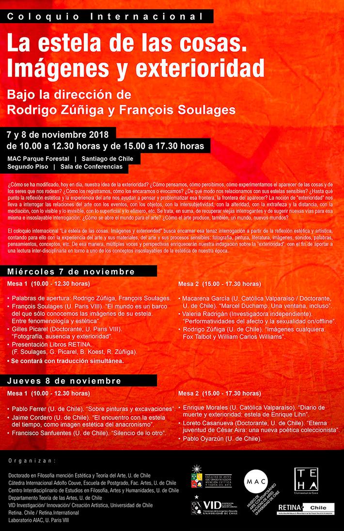 El 7 y 8 de noviembre se desarrollará el coloquio "La estela de las cosas. Imágenes y exterioridad".