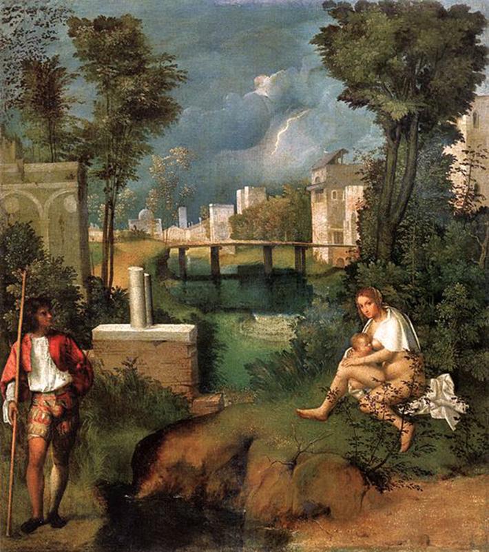 El libro "Teselas" constará de trienta poemas cortos e incluye uno de mayor extensión, elaborado a partir del cuadro "La tempestad" de Giorgione (imagen extraída de extranomd.blogspot.com).