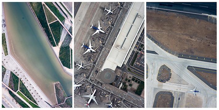 El otro proyecto ganador es "Vibración y Vahído en el territorio chileno". Imagen de la obra 1 de mayo 2015 aeropuerto es un tríptico fotográfico de la Serie Vahído (2015)