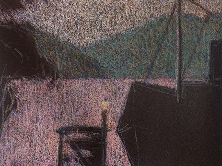 "Este trabajo obedece a una búsqueda material en la que he trabajado y es una búsqueda vinculada al uso de la lija, un material abrasivo, como soporte para el dibujo con pastel graso" contó Daiber.