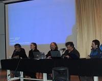 Panel de la primera mesa del seminario "Prácticas de Arte Sonoro: Música, sonido y visualidad"