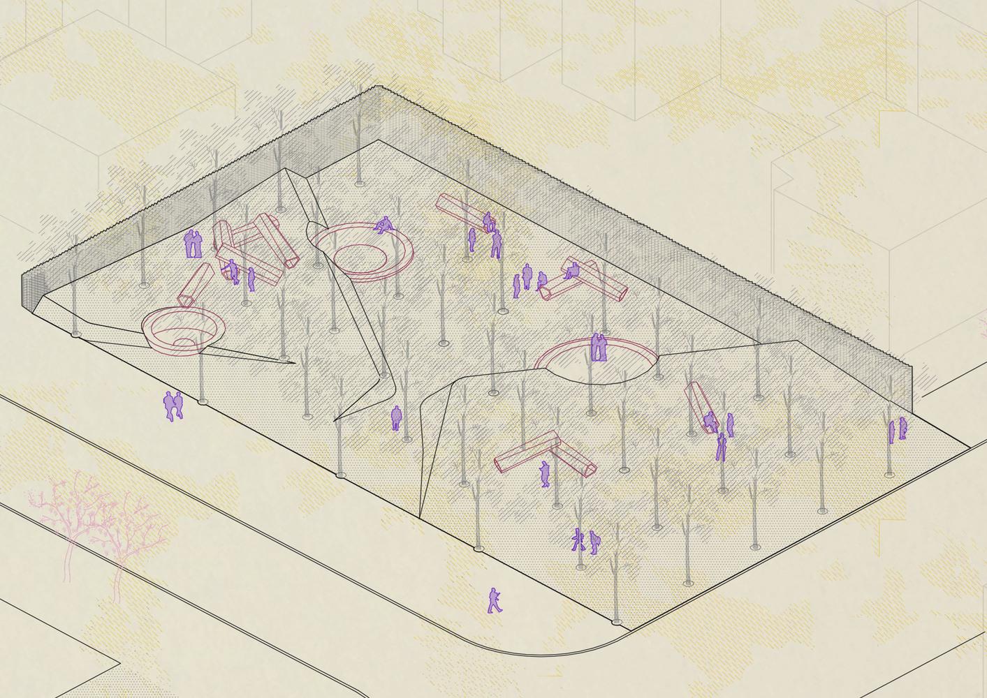 "Plaza del Silencio" es el nombre del proyecto ganador en la categoría tercer lugar, a cargo de Pablo Schmidt.