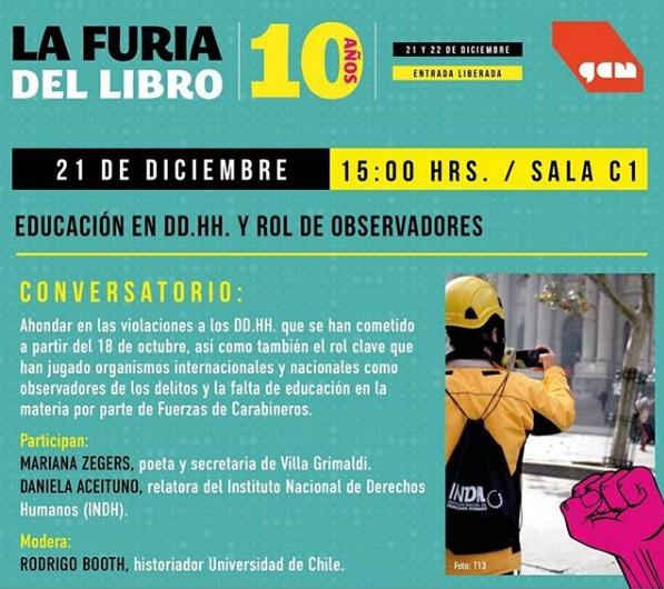 El Profesor Rodrigo Booth del Departamento de Aquitectura, moderó la Mesa sobre Educación en Derechos Humanos y el rol de Observadores.