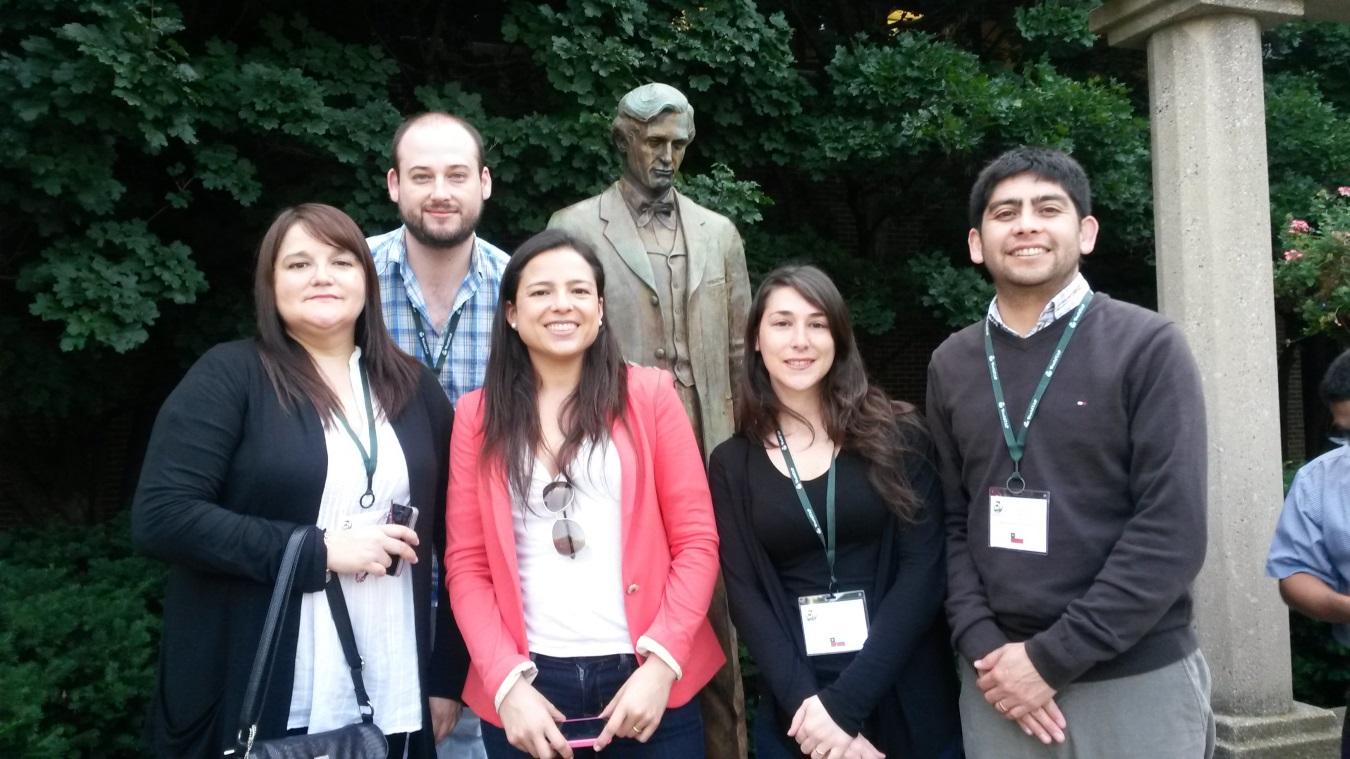 La delegación chilena, Claudia González (SAG, Los Lagos),  Carlos Muñoz (SAG, La Araucanía), Dra. Javiera Cornejo (FAVET, U. de Chile), Karen Baracatt (ACHIPIA), Hugo Araya (SAG, Valparaíso).