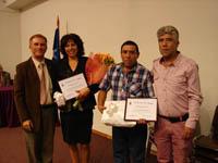   Vicerrector de Asuntos Estudiantiles y Comunitarios, Juan Cortés Araya, Decano Santiago Urcelay,  Vicedecano Fernando Fredes, Director de Pregrado, Pedro Ábalos, Director de Postgrado, Mario Maino.