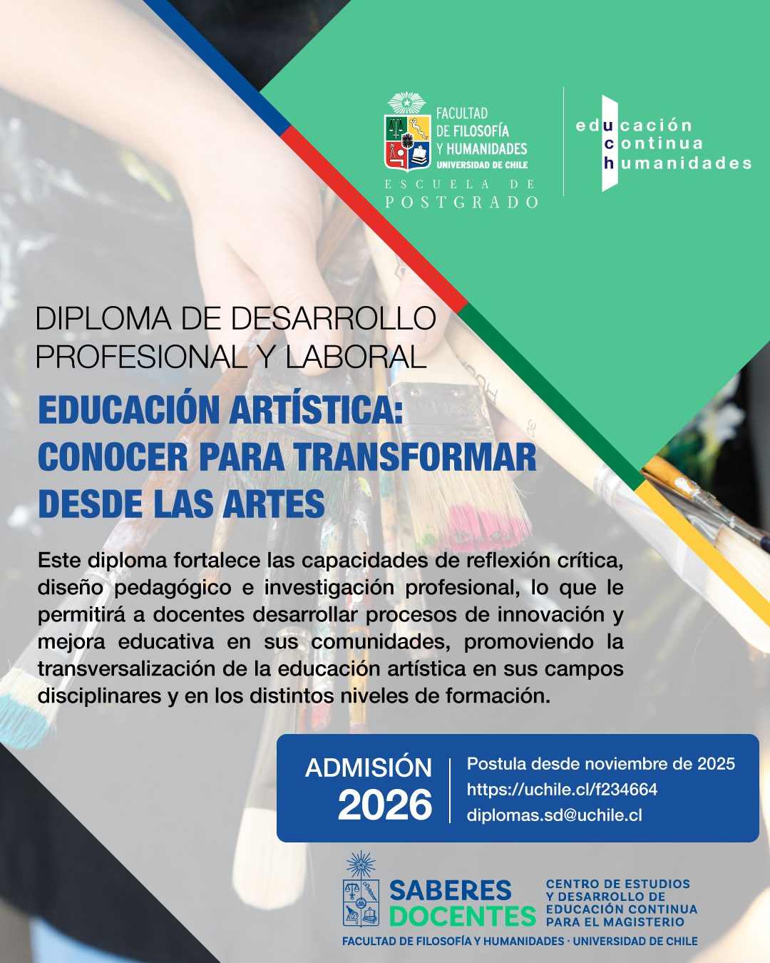 Diploma de Desarrollo Profesional y Laboral en Educación Artística: conocer para transformar desde las artes