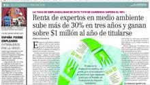 En el Cuerpo B de El Mercurio se destacó el alza en los honorarios, empleabilidad e interés de los jóvenes en carreras relacionadas con el medio ambiente y su conservación.