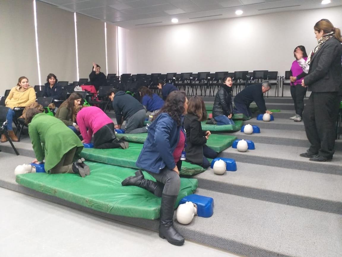 Se realizaron dos cursos de Reanimación CardioPulmonar, dictados por académicos de la Facultad de Medicina de la U. de Chile, los enfermeros Cristian Pérez y Paulina Carrasco.