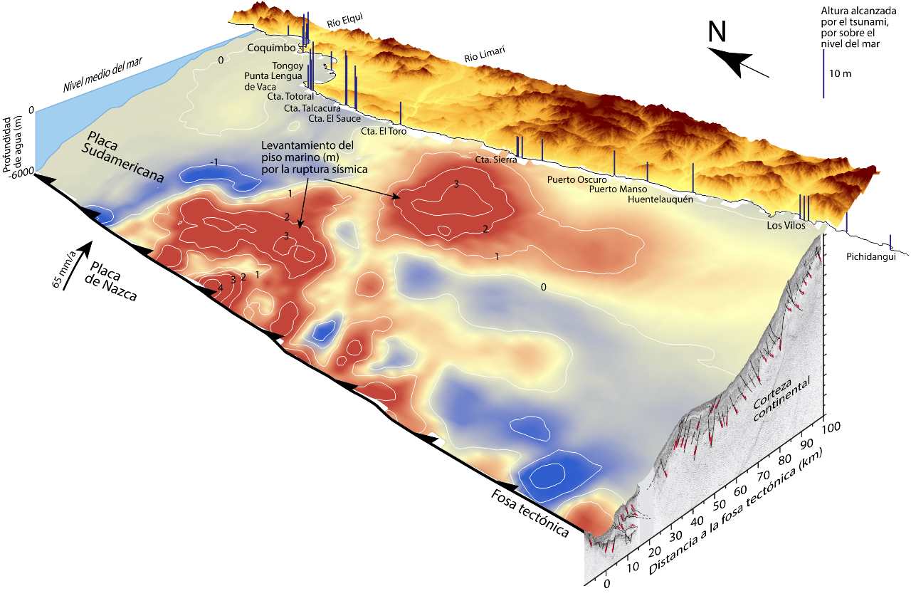 Mapa submarino tsunami Illapel