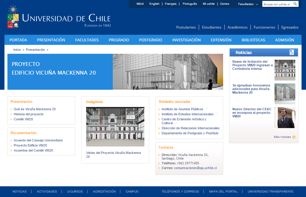 Vista del sitio web