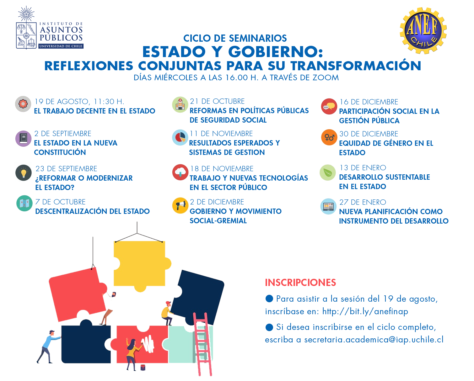 Detalle del ciclo de seminarios Estado y Gobierno: Reflexiones Conjuntas para su Transformación