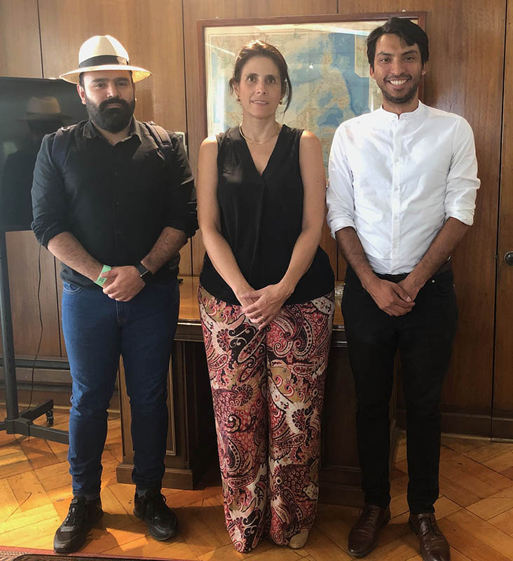 El académico del Tecnológico de Monterrey, Rafael Trueba, junto a la Directora del IEI, prof. Dorotea López, y al Coordinador del Magíster en Desarrollo y Cooperación Internacional del IEI, prof. Andrés Bórquez.