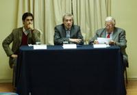 Rodrigo Correa, Decano de Derecho de la Universidad Adolfo Ibáñez, Alberto van Klaveren, Agente chileno ante la Corte Internacional de Justicia, y Walter Sánchez, Director Adjunto del IEI.
