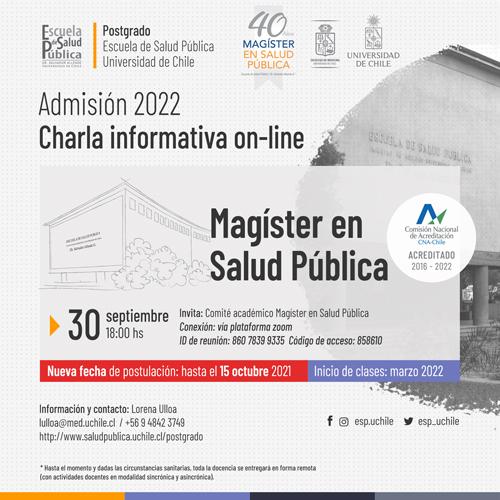 Charla informativa on-line admisión Magíster en Salud Pública 2022