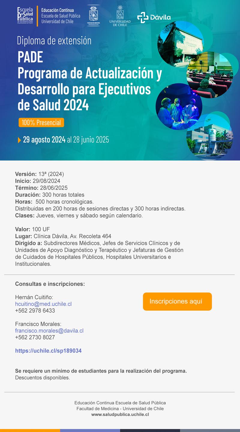 Diploma de Extensión Programa de Actualización y Desarrollo para Ejecutivos en Salud 2024 (PADE)