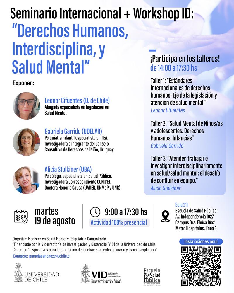 Seminario Internacional + Workshop ID: “Derechos Humanos, Interdisciplina, y Salud Mental”
