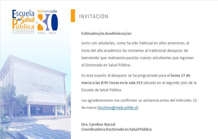 Bienvenida Doctorado en Salud Pública 2023