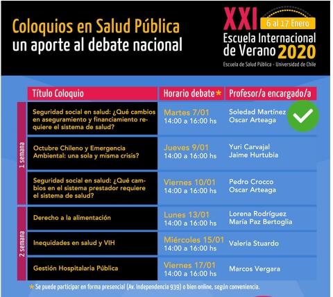 Coloquios gratuitos en Salud Pública