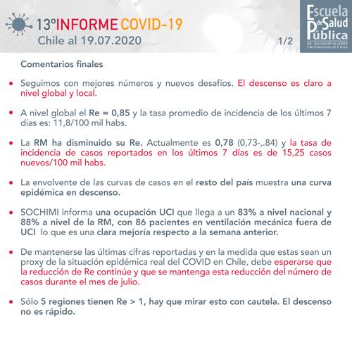 Informe Covid 19. Chile al 19/07/2020 (décimo tercer reporte)