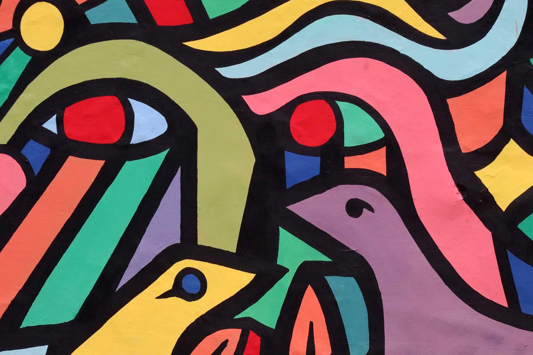 Detalle del mural elaborado por Alejandro "Mono" González en la UNAM.
