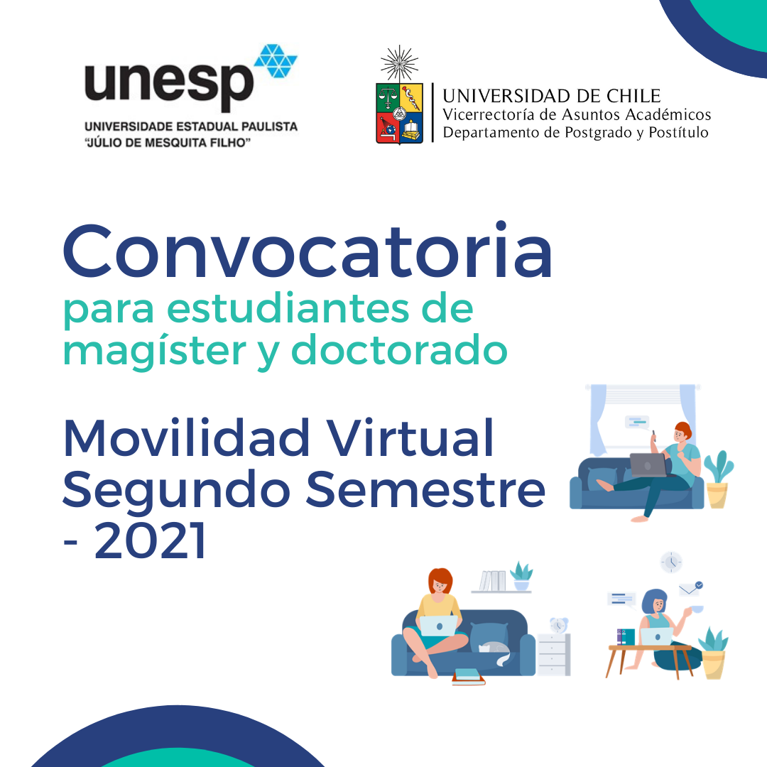 Convocatoria para estudiantes de magíster y doctorado Movilidad Virtual Segundo Semestre 2021 en la  Unesp (Brasil)