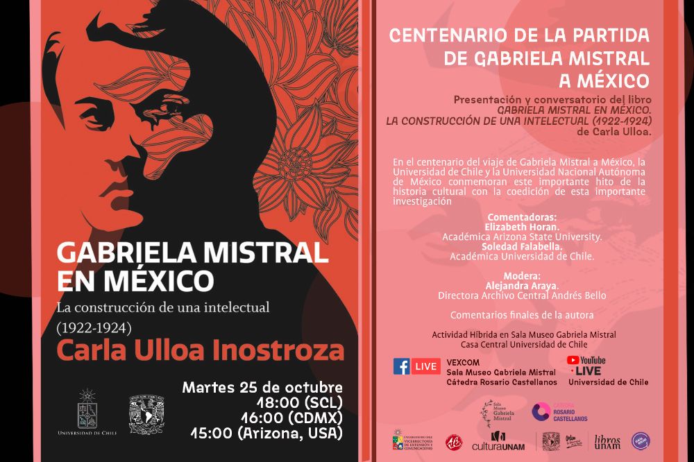 El encuentro híbrido tendrá lugar en la Sala Museo Gabriela Mistral de la Casa Central de la Universidad de Chile, ubicada en Av. Libertador Bernardo O'Higgins 1058, Santiago. En formato virtual, la instancia será transmitida a través del canal de Youtube de la Universidad de Chile y Libro UNAM.