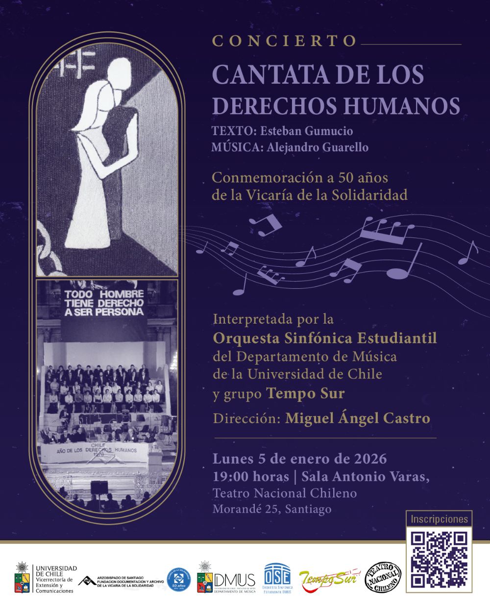 El concierto se realizará el lunes 5 de enero a las 19:00 hrs. en la Sala Antonio Varas del Teatro Nacional Chileno.