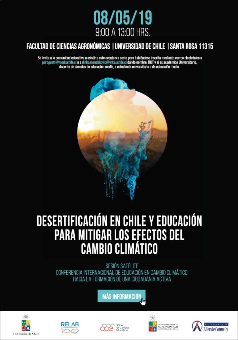 El evento fue organizado por Facultad de Cs. Agronómicas de la U. de Chile junto con la Red Latinoamericana de Ciencias Biológicas, la Oficina de Educación Climática y la Fundación Allende Connelly.