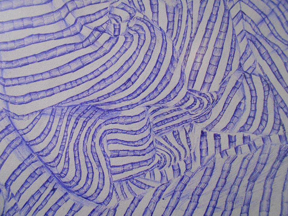 La artista realizó una traducción material y volumétrica a través del dibujo de su cubrecama, que para ella es "un objeto de contención y protección, el que me genera un espacio de intimo". 