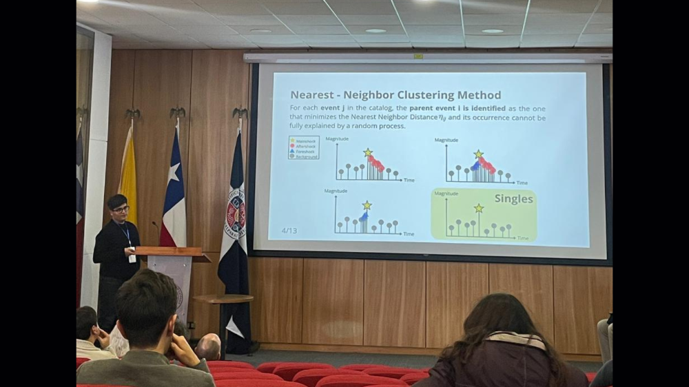 Con su trabajo, "Notable but few earthquakes with foreshocks in Chile", el tesista del Magíster en Ciencias, mención Geofísica, José De la Peña, obtuvo una mención honrosa en la séptima versión del coloquio GSEV.