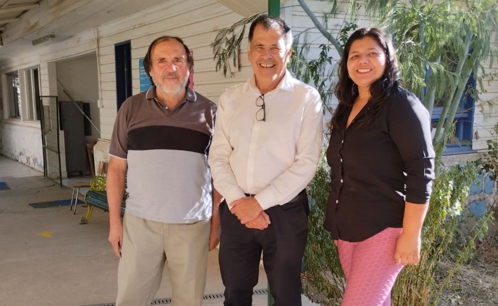 Los/as organizadores de los talleres de Pluviometría en la comuna de TiltilL Luis Montenegro, Patricio Aceitubo, Solance Ramírez.