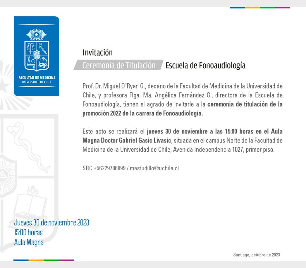 Invitación Ceremonia de Titulación Escuela de Fonoaudiología