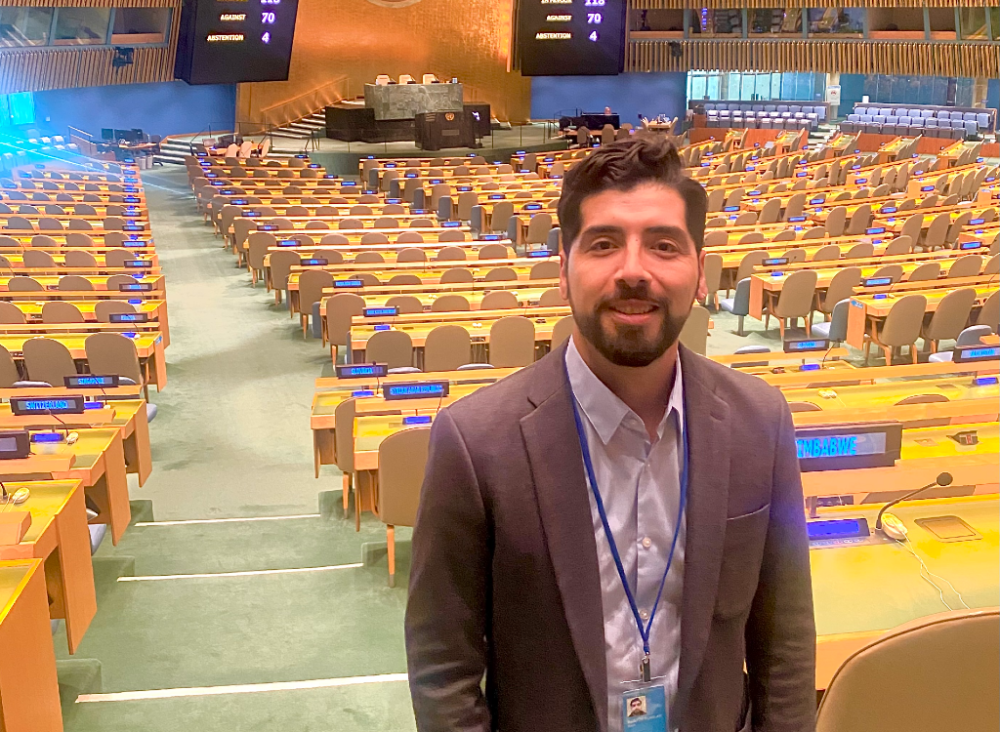 El profesor Mario Bustos en la Organización de Naciones Unidas en Nueva York