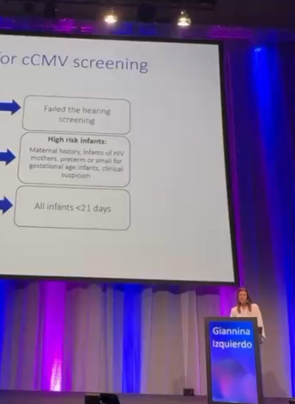 La dra. Giannina Izquierdo presentó los resultados de la validación de la técnica de pool testing para la detección de citomegalovirus congénito. 