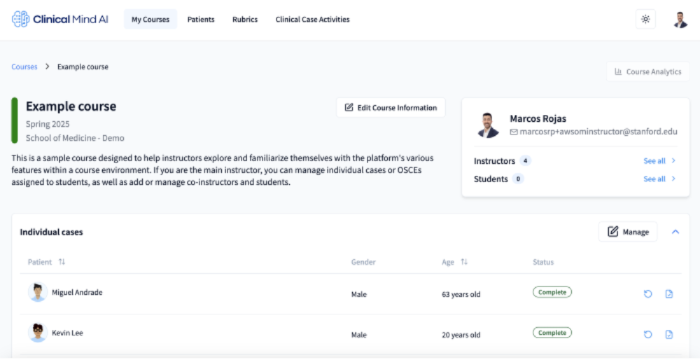 Según explica el doctor Marcos Rojas, Clinical Mind es una plataforma autoexplicativa y de fácil uso para los docentes