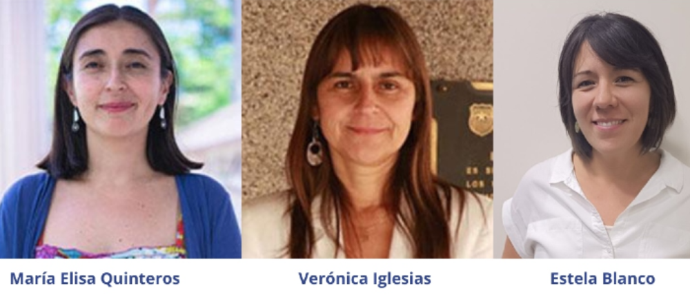 Las expositoras María Elisa Quinteros, Verónica Iglesias y Estela Blanco.