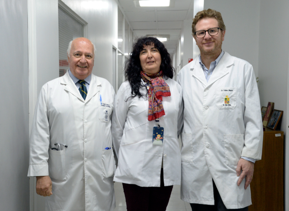 Doctores Sergio Vargas, Carolina Ponce y Fabian Magne, investigadores a la cabeza de la publicación en Communications Biology