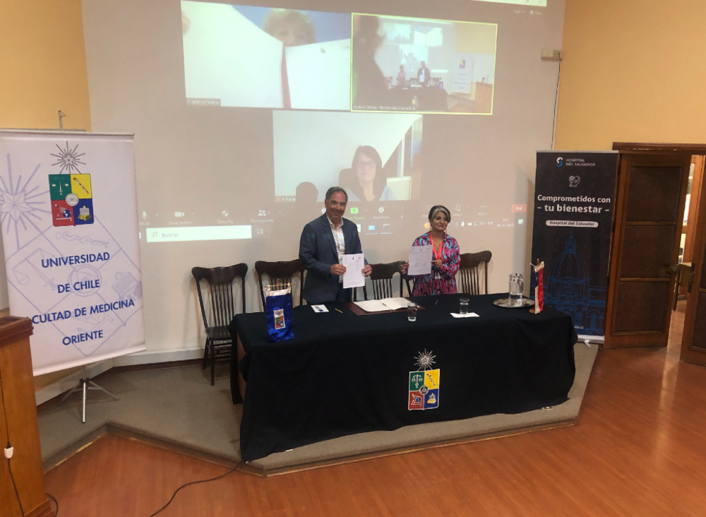 El convenio fue firmado por el decano de la Facultad de Medicina, doctor Miguel O'Ryan; la directora del Hospital del Salvador, doctora Victoria Pinto, y en representación de AP-HP, por la doctora Florence Veber