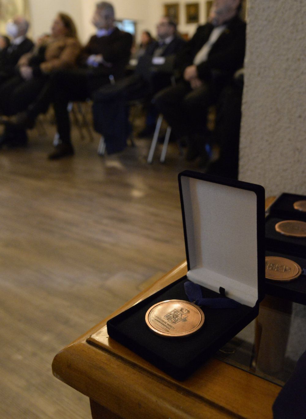 La distinción entregada a profesores titulares y asociados que se acogen a retiro consiste en una medalla de cobre en forma de disco que pende de un cordón azul; en su cara frontal tiene grabado el escudo de la Facultad de Medicina y en su anverso, en grabado semi circular, se lee "Ética y Servicio". Más abajo se consigna el nombre del distinguido y el año de la distinción.
