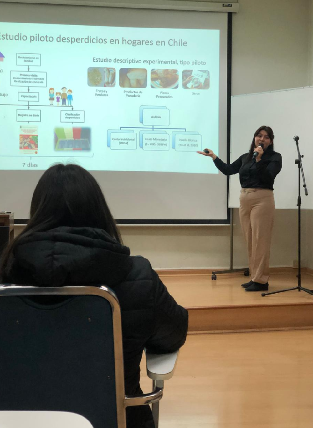 La nutricionista Marion Morales, egresada de nuestra institución, mostró los resultados del estudio piloto de desperdicios en hogares