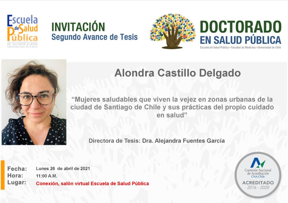 Segundo avance de tesis candidata Alondra Castillo Delgado, Doctorado en Salud Pública