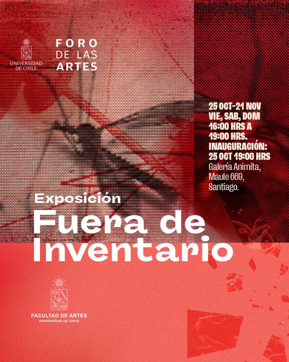 La exposición “Fuera de inventario”, del docente del Departamento de Artes Visuales, Felipe Ulloa, se presenta del 25 de octubre al 21 de noviembre en Galería Animita.