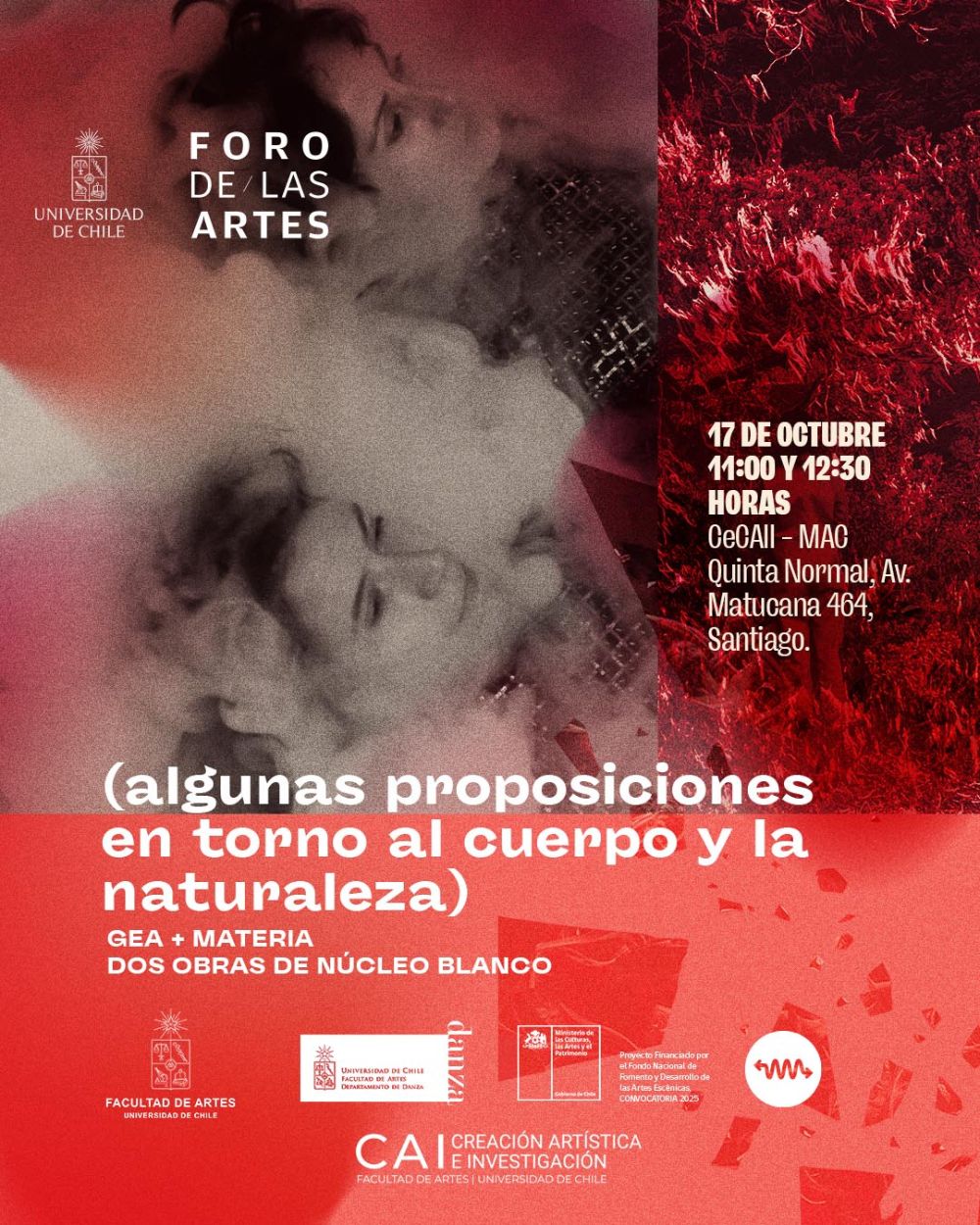 Núcleo Blanco presenta “(algunas proposiciones en torno al cuerpo y la naturaleza)”, una actividad que reúne dos de sus creaciones más recientes: GEA y MATERIA. 