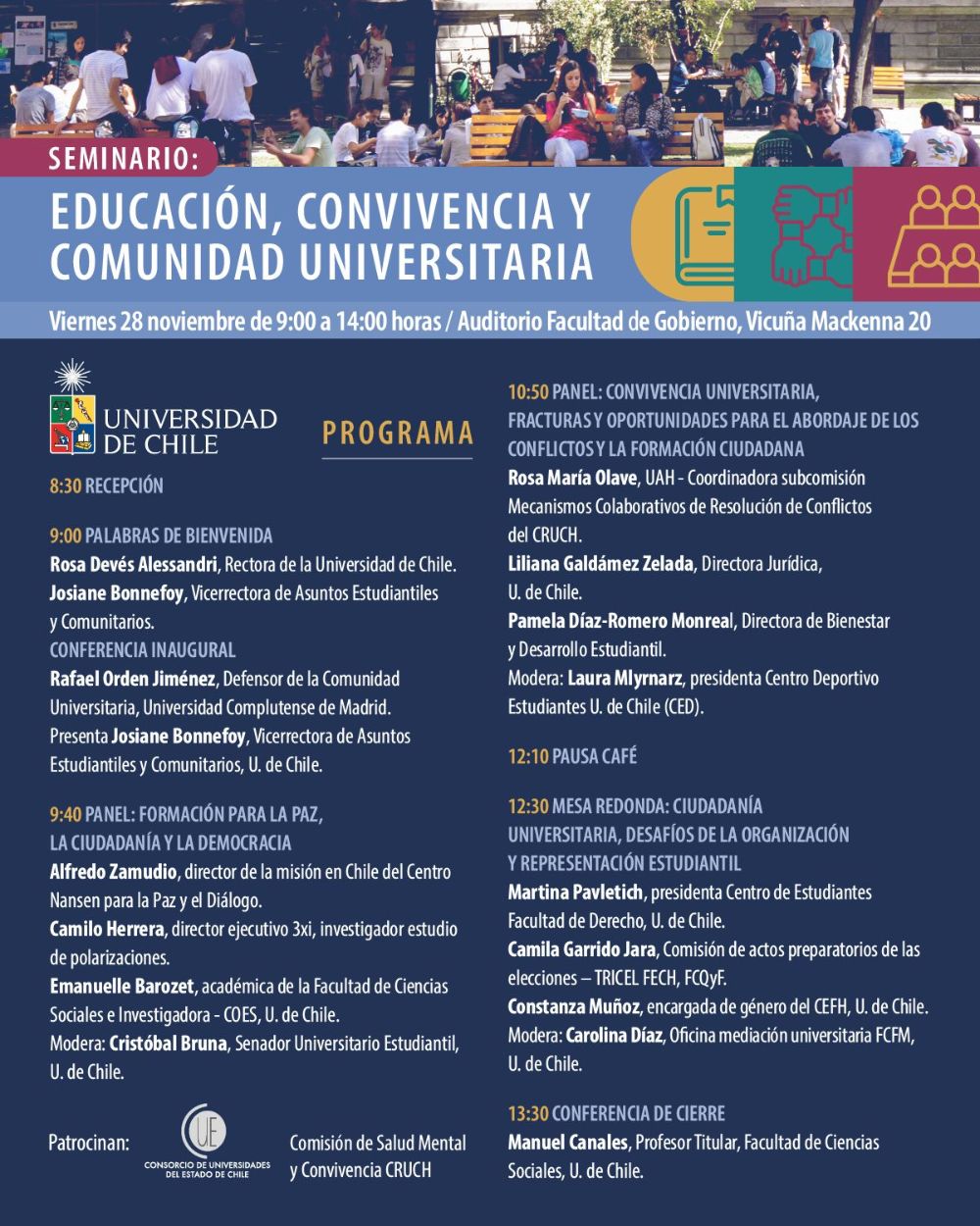 Afiche seminario Educación, convivencia y comunidad universitaria 
