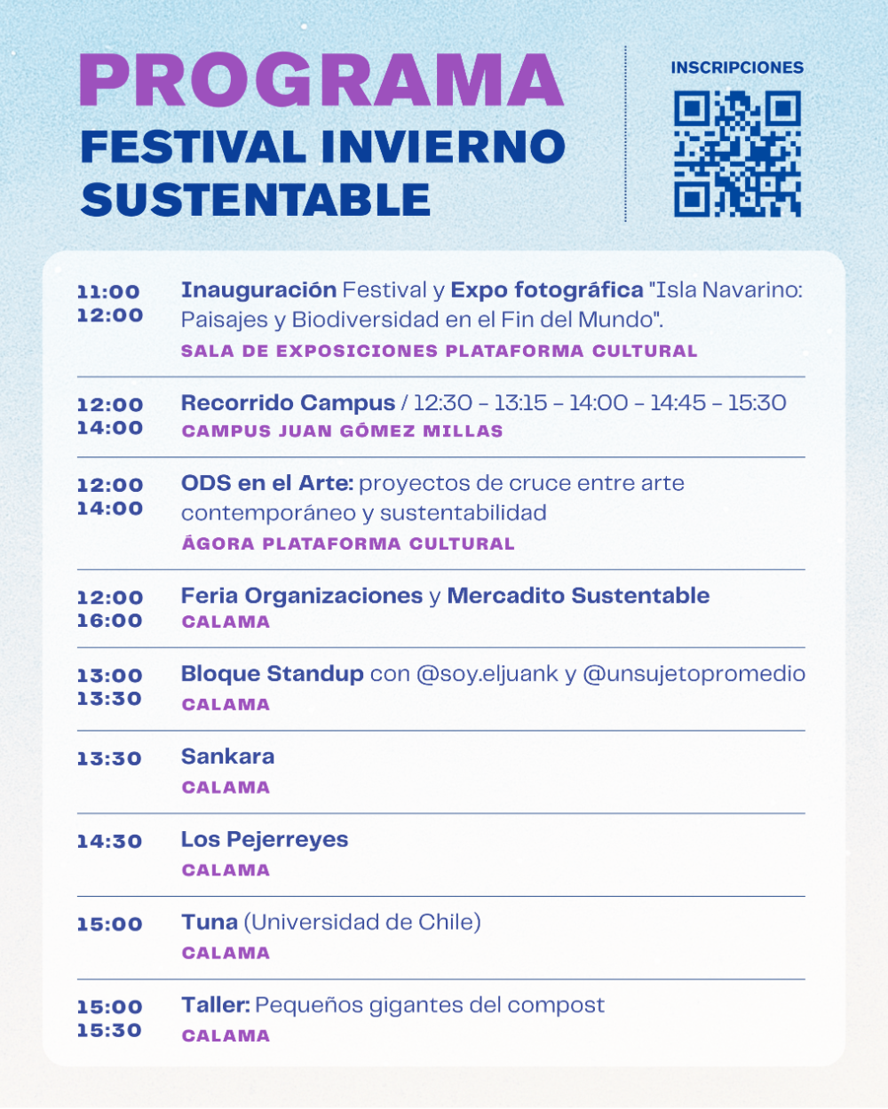 Programa Festival Invierno Sustentable en JGM