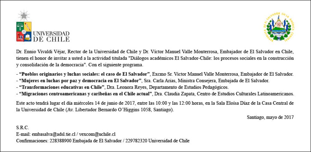 Diálogo El Salvador y Chile